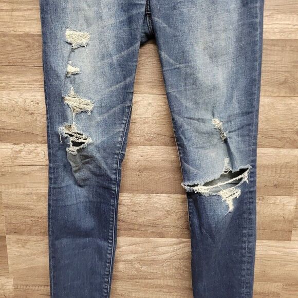 Abercrombie & Fitch Harper Ankle Jeans Blue Medium Wash Womens 26 Distressed - Picture 8 of 15